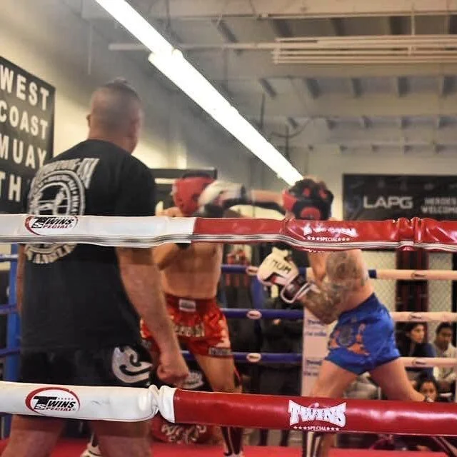 Daniel competing in a kickboxing bout