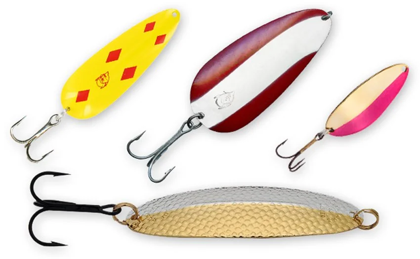 A variety of fishing spoons