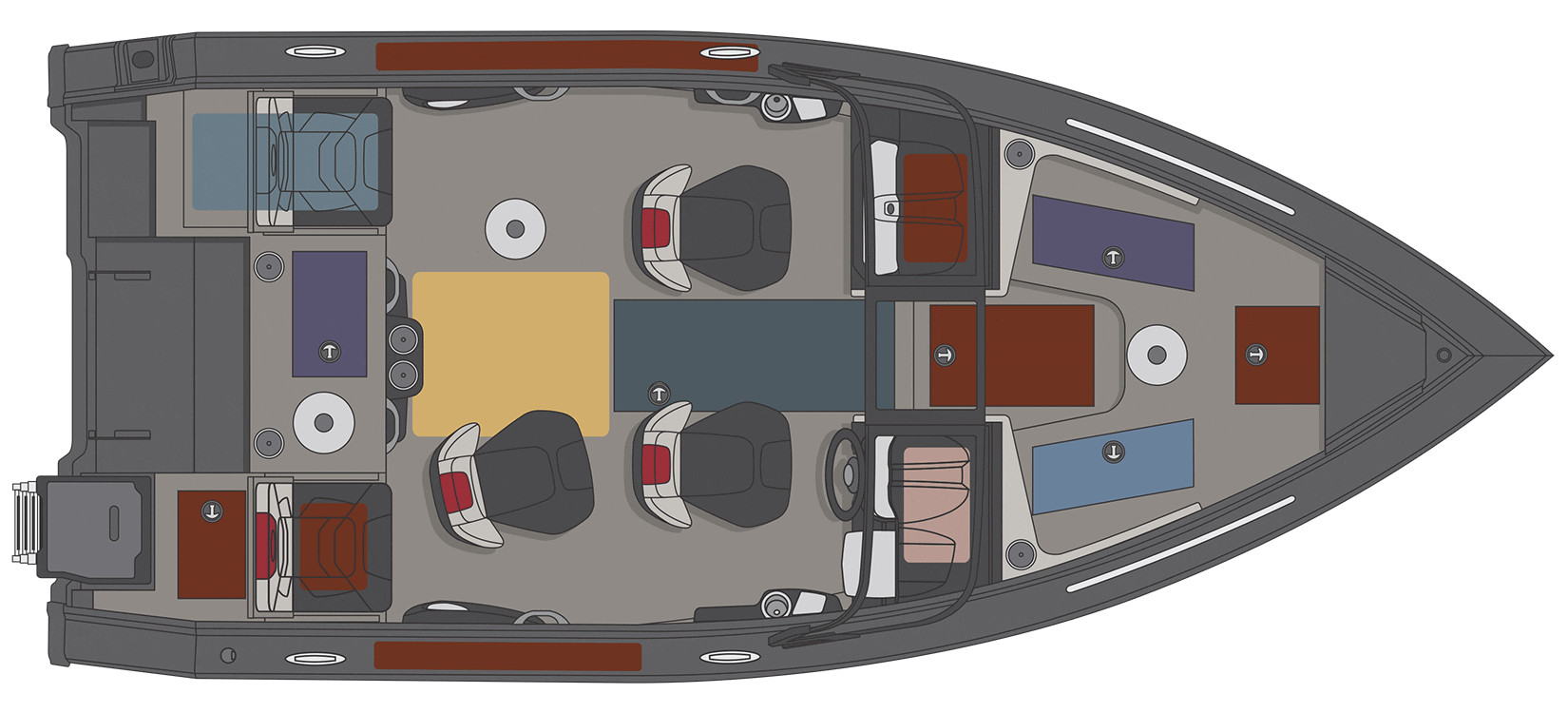 The floor plan of a Princecraft boat