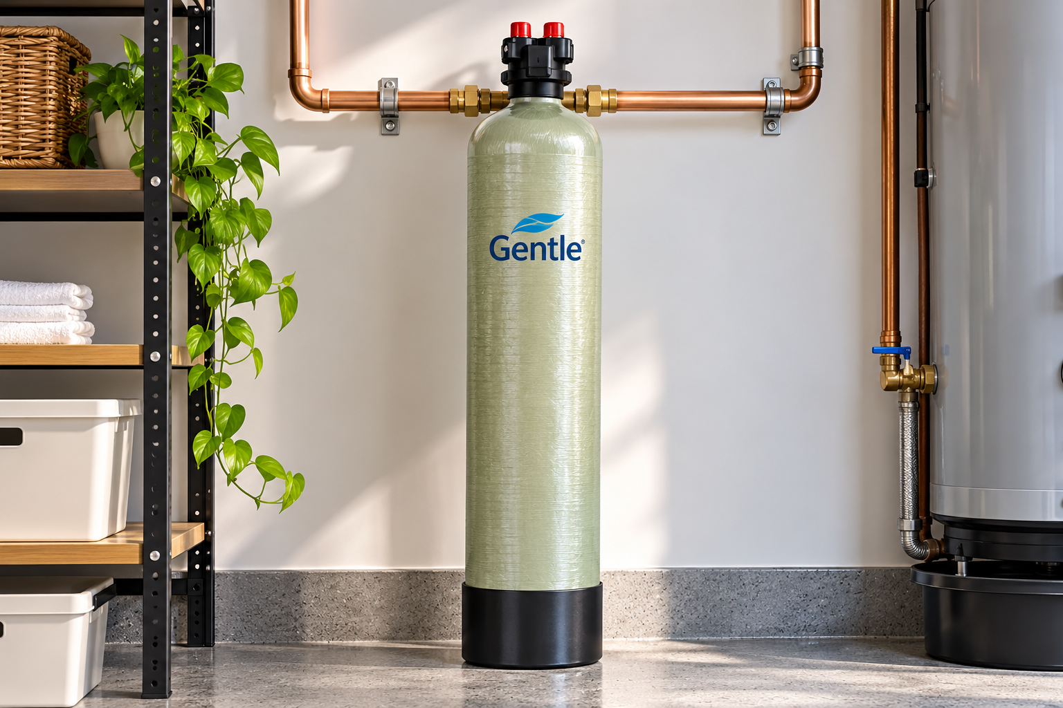 Gentle whole house carbon filtration system