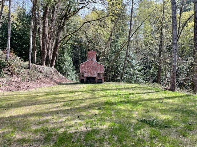 The Lilliwaup site today: Camp’s historic brick fireplace in an open clearing