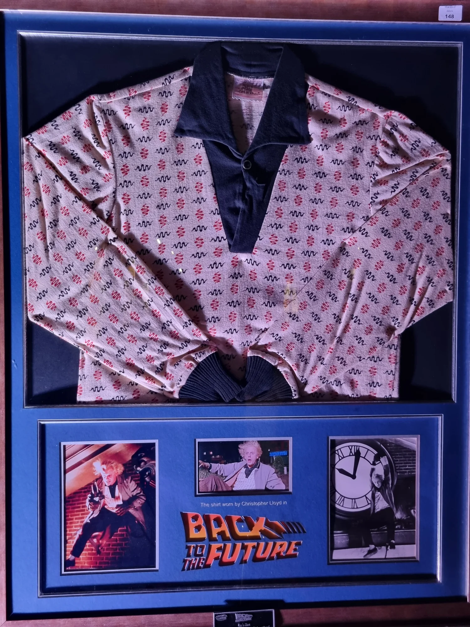 Costume shirt with production stills – Back to the Future props exhibition, London 2022
