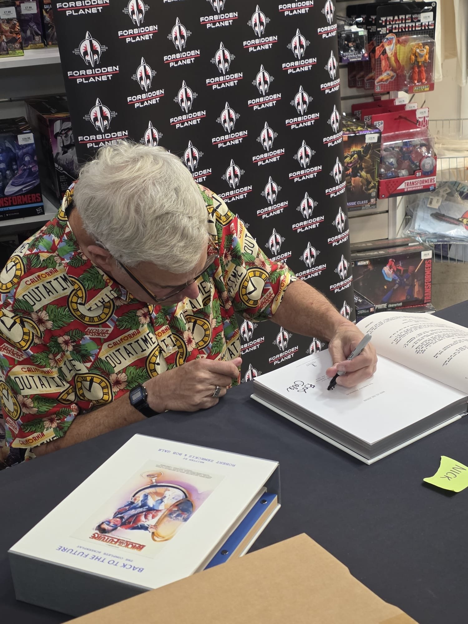 Bob Gale signing his book at Forbidden Planet London