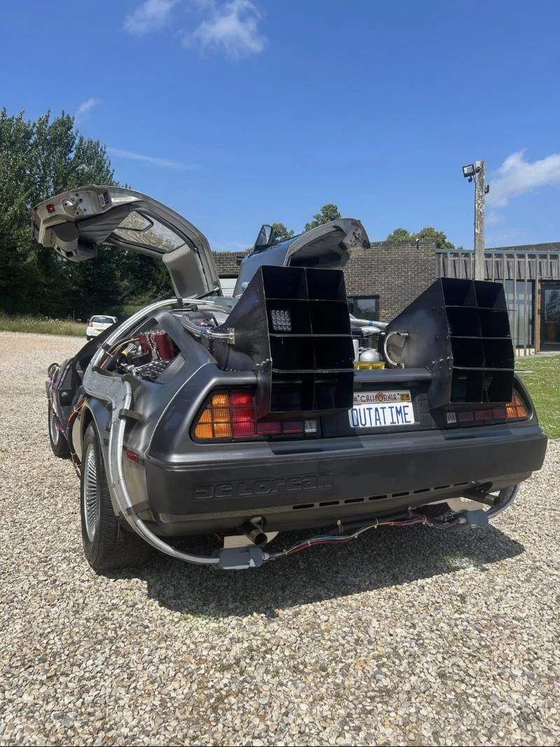 Rear of the time machine on a sunny day, doors up