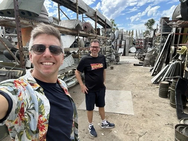 Nick and a friend in the Apex Electronics yard