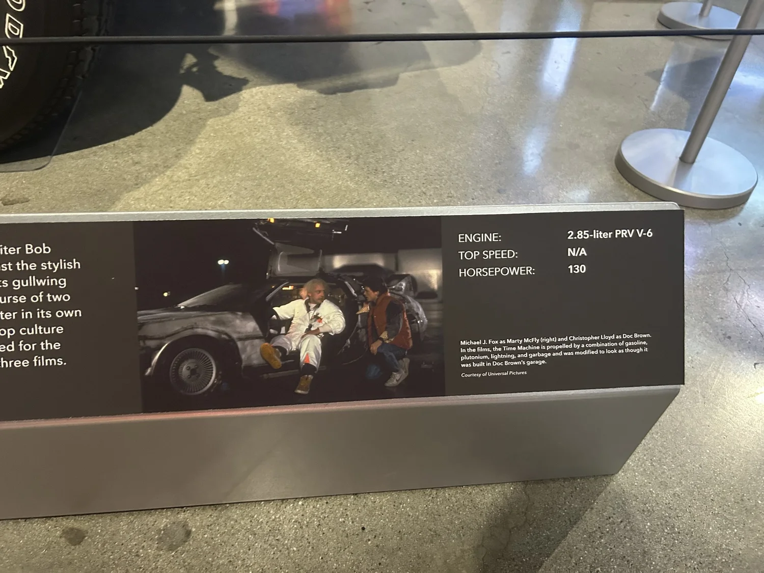 Petersen Museum display plaque for the Time Machine