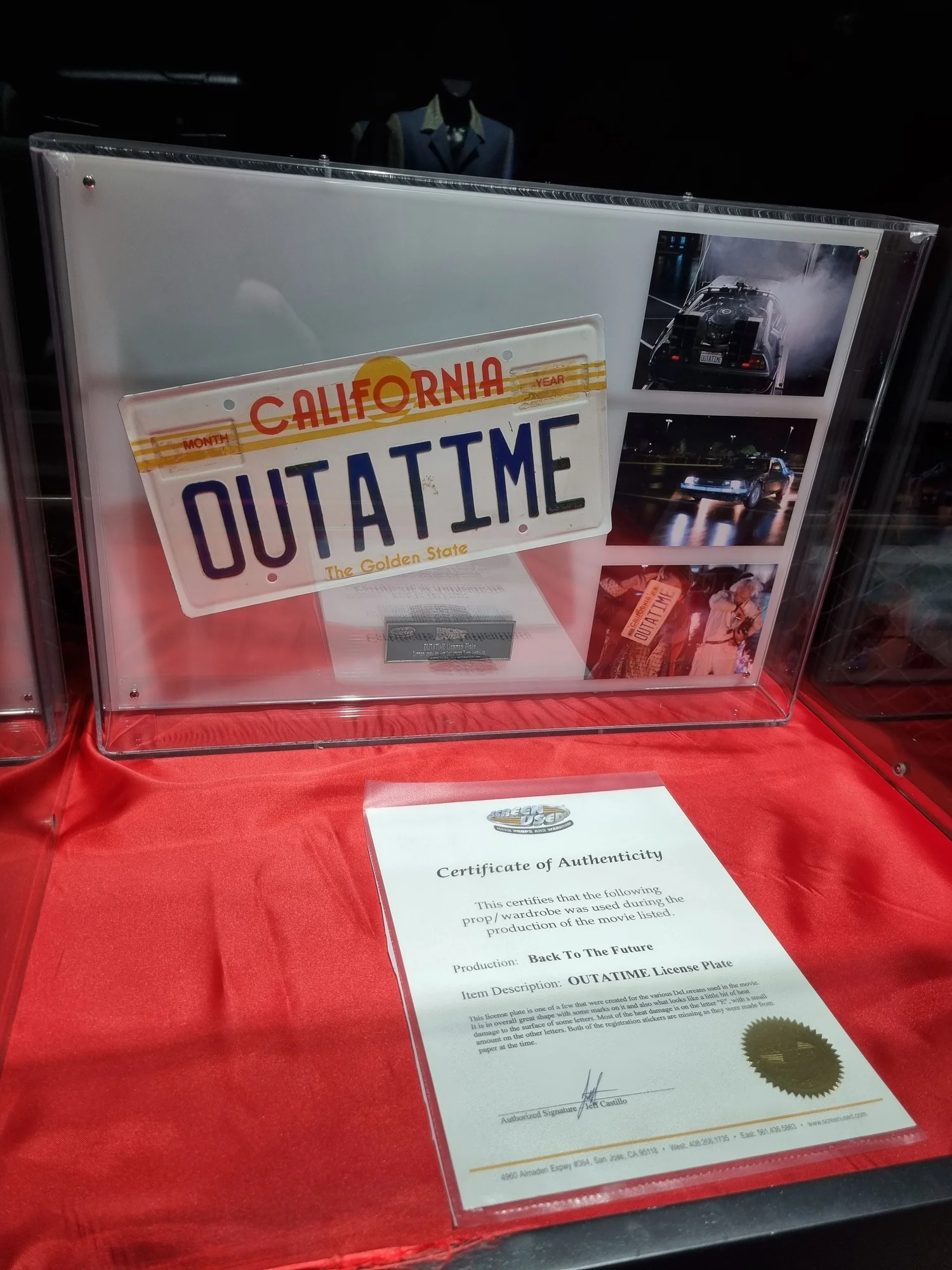 OUTATIME California licence plate – Back to the Future props exhibition, London 2022