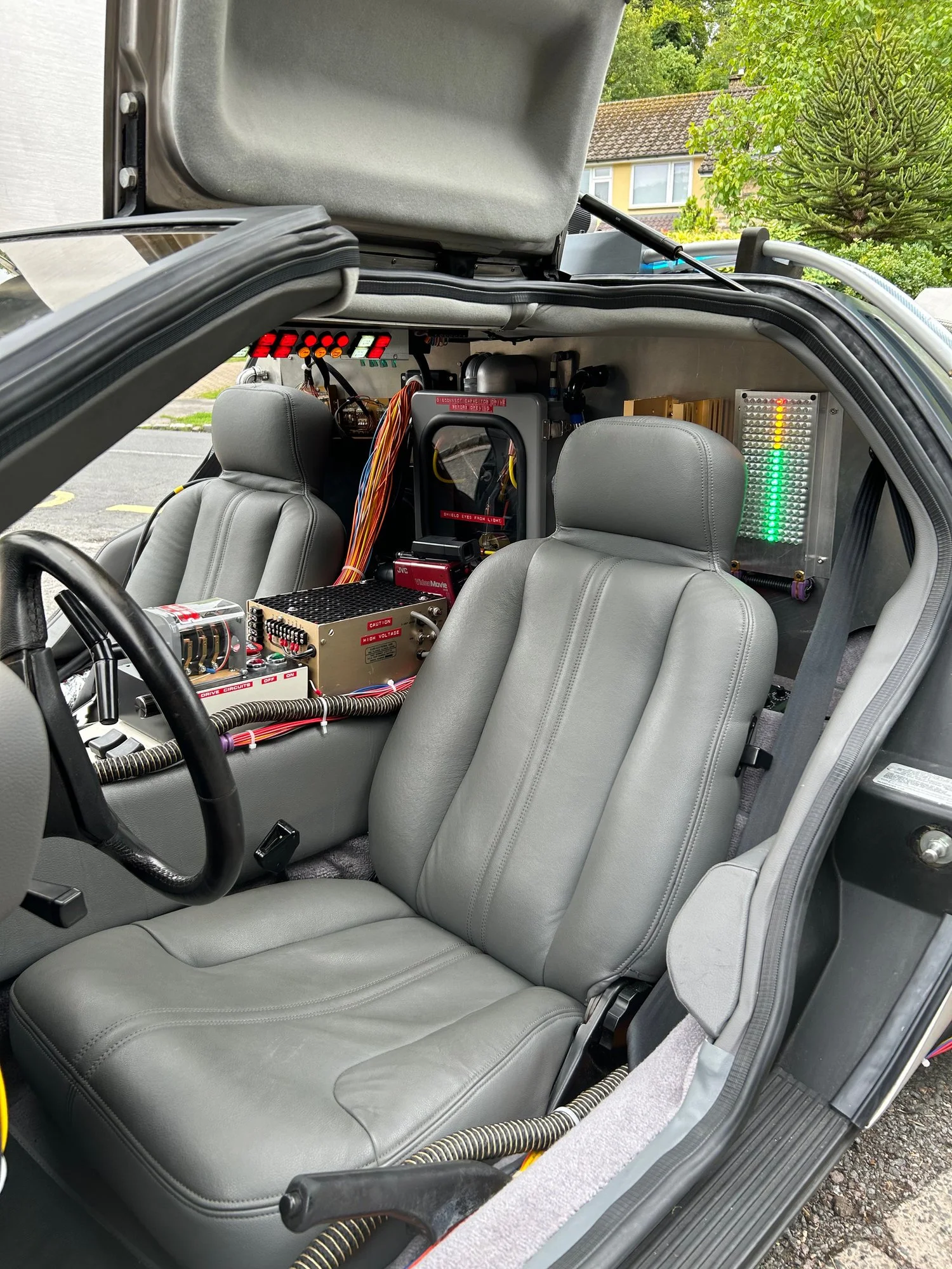 The grey interior of the time machine