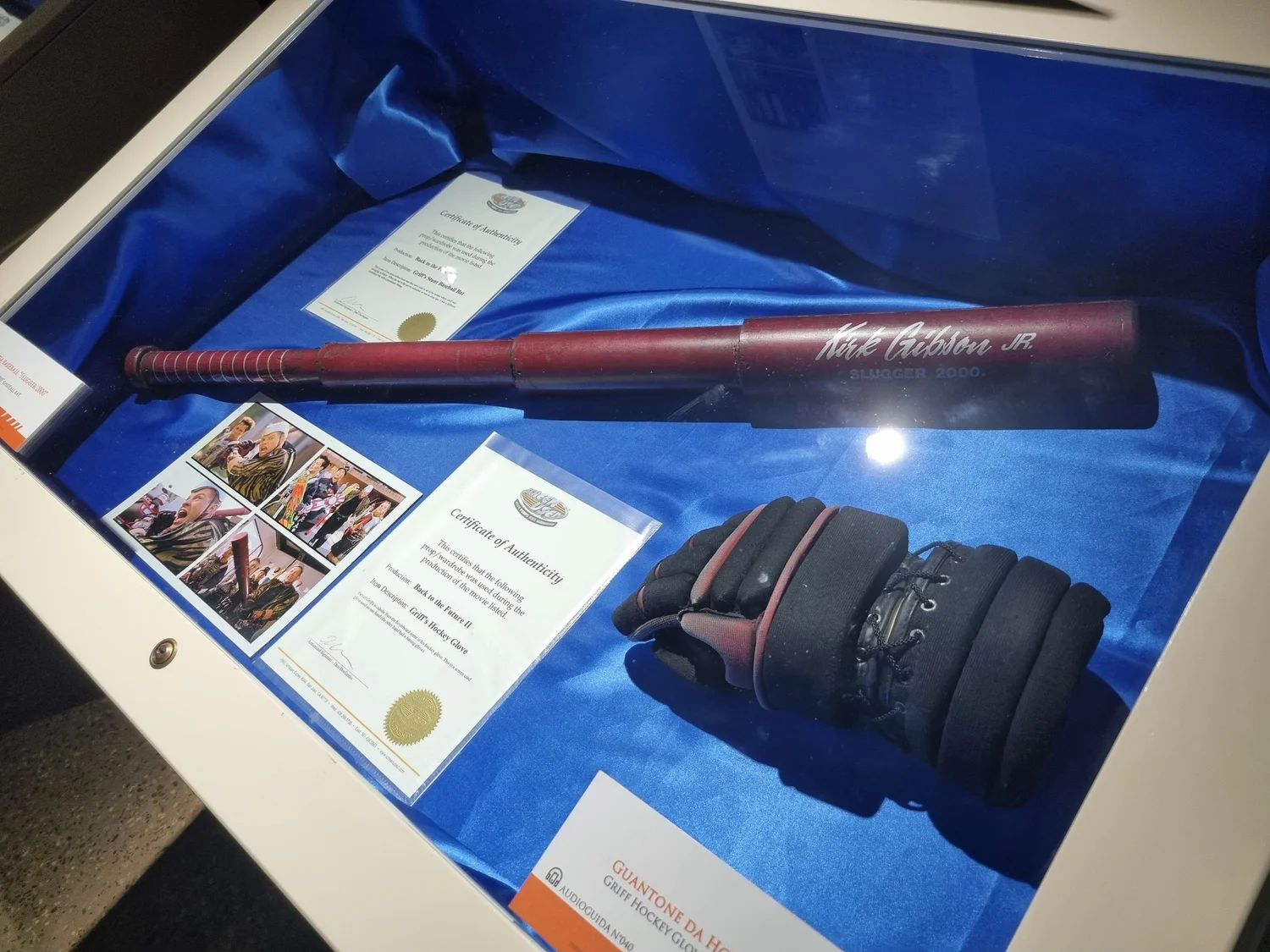 Baseball bat and glove from the films – Back to the Future props exhibition, London 2022