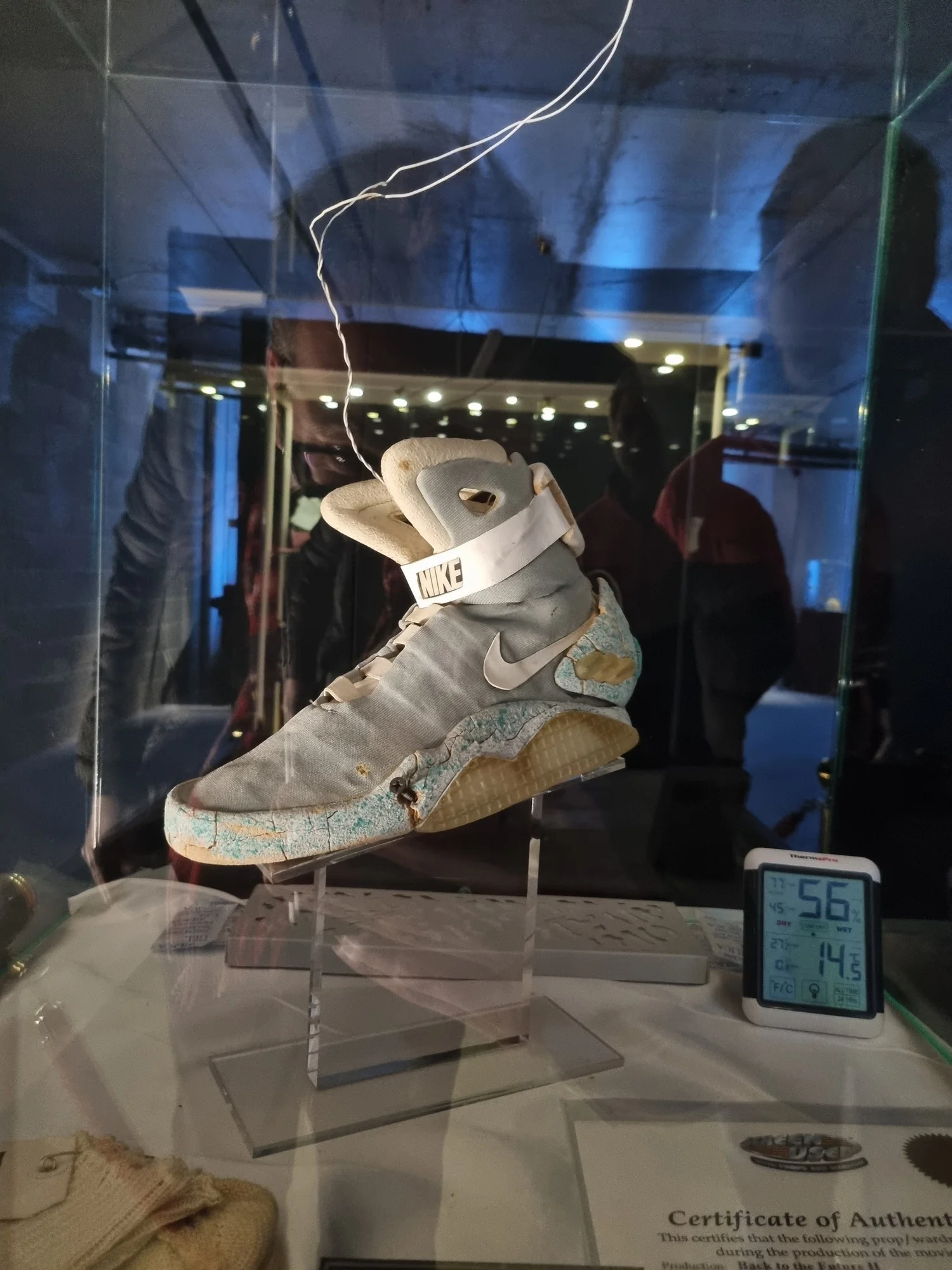 Nike MAG self-lacing trainer from Part II – Back to the Future props exhibition, London 2022
