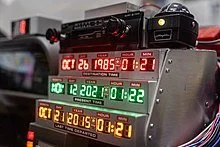 The time circuits lit red, green and amber