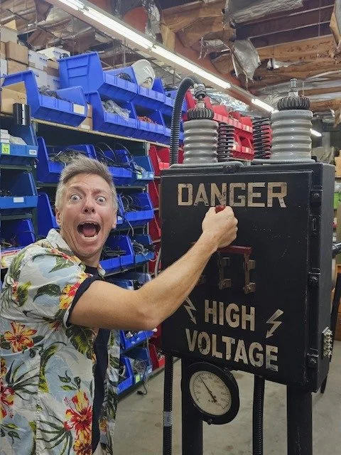 Nick with a high voltage switch at Apex Electronics