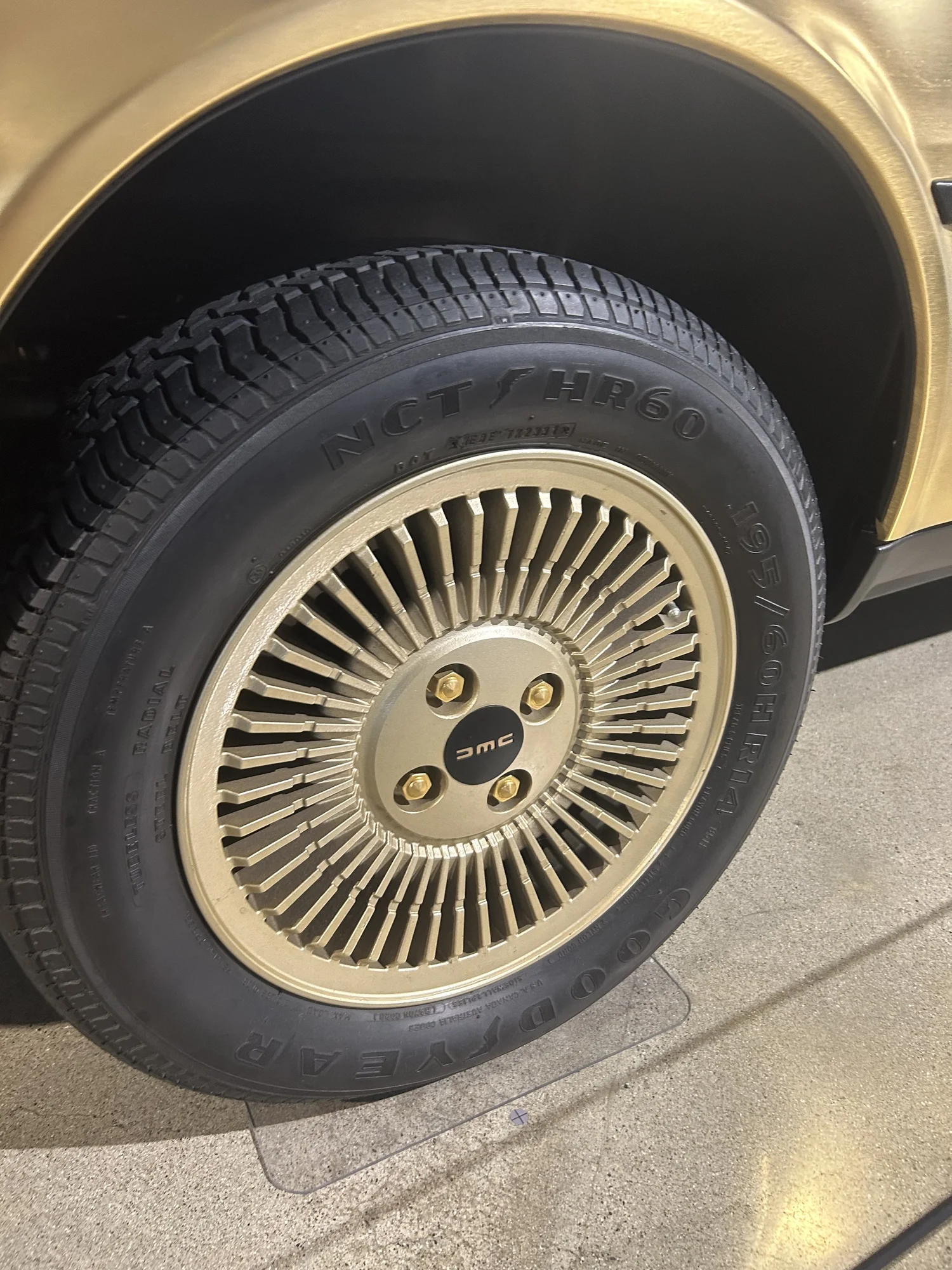Gold-plated wheel of the DeLorean