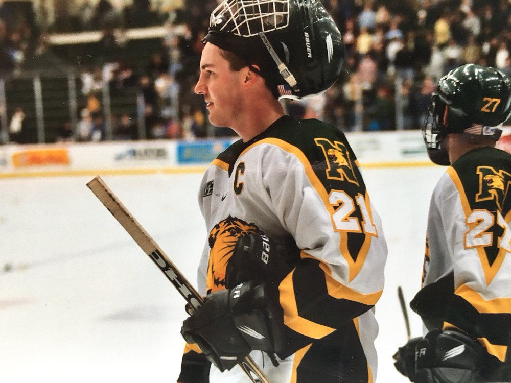 Bryce playing as captain for Northern Michigan University