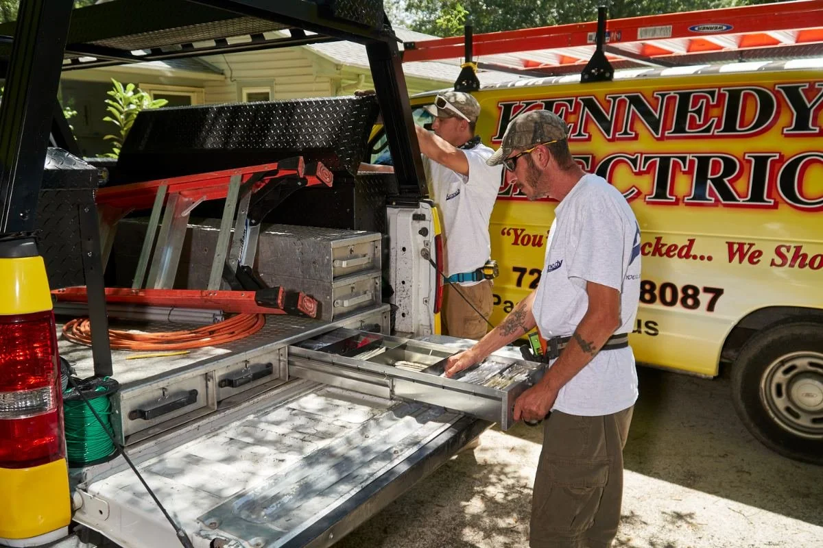 Kennedy Electric work truck loaded with tools