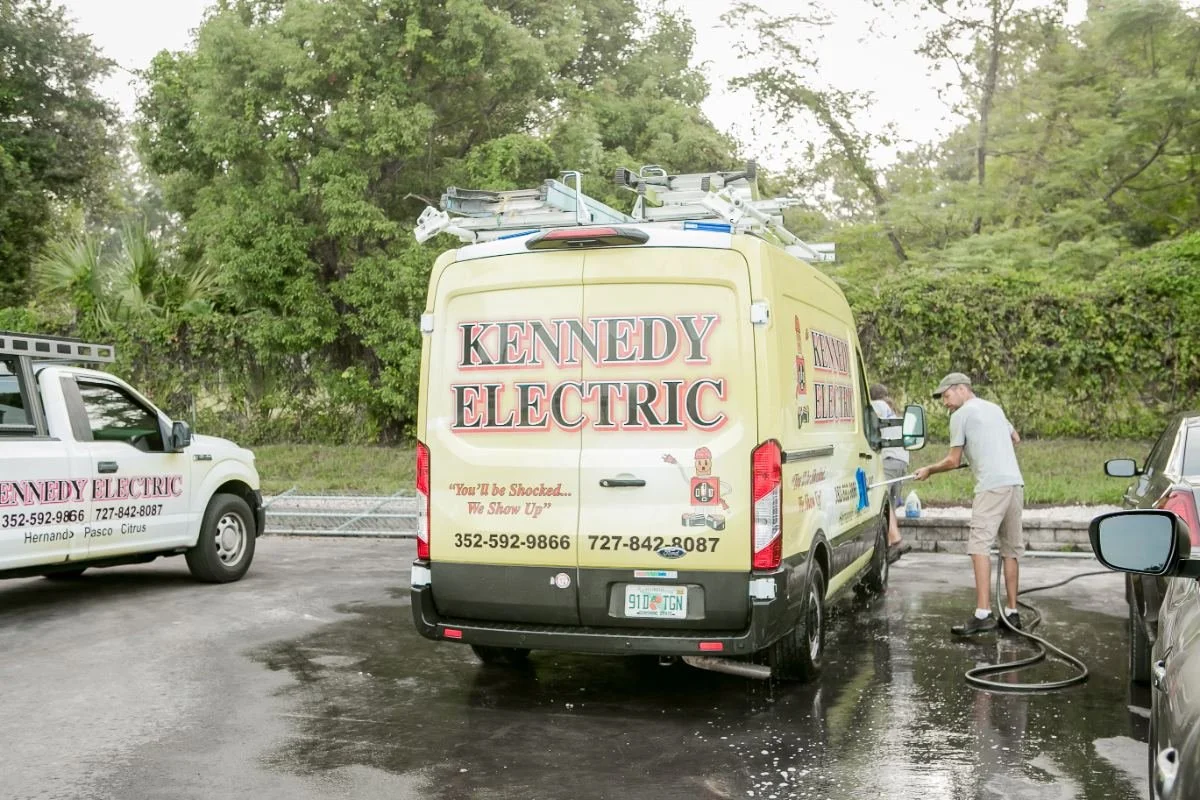 Kennedy Electric service van at a customer home