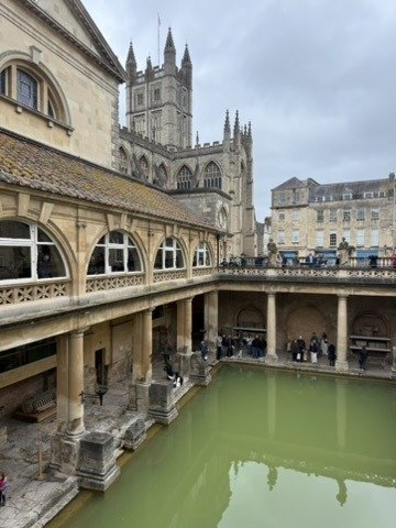 The Roman Baths, with Bath Abbey behind