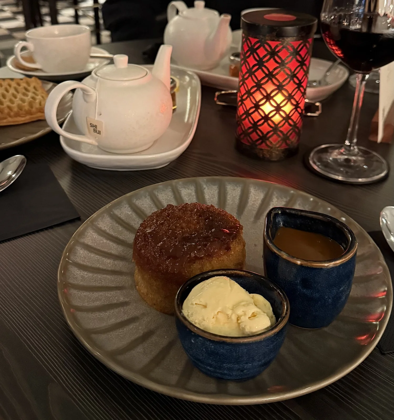 Tea and sticky toffee pudding for dinner