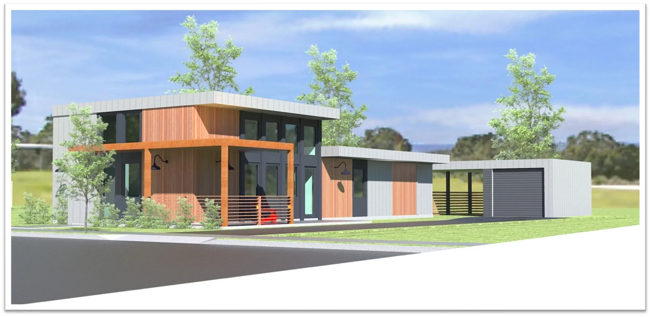 Modern Revolution Homes exterior with wood accents
