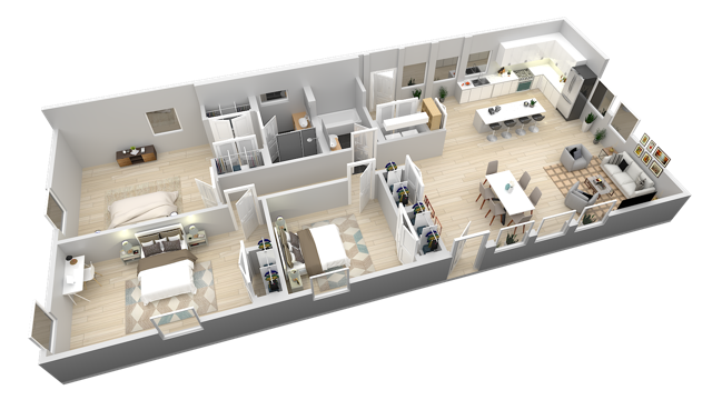 Alternate furnished floor plan view