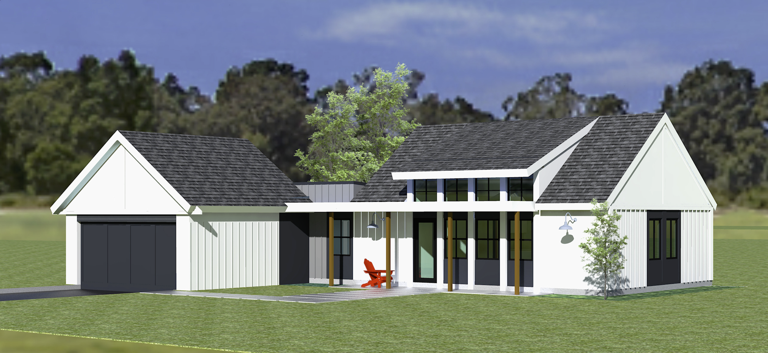 Traditional home with white siding and front porch