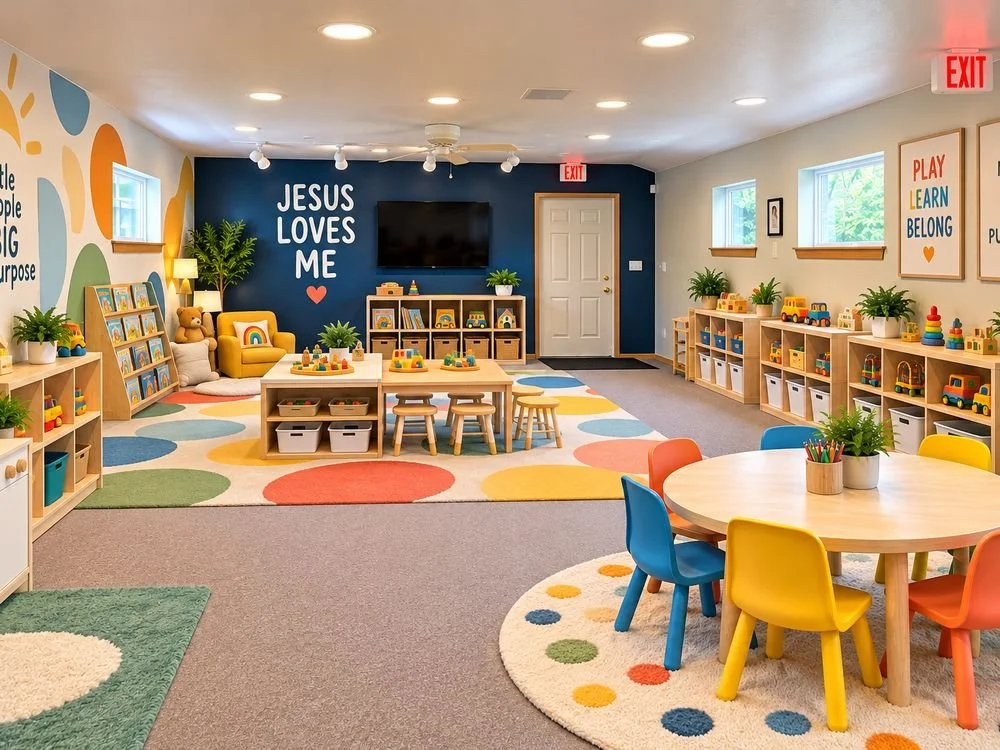 A colorful preschool classroom concept
