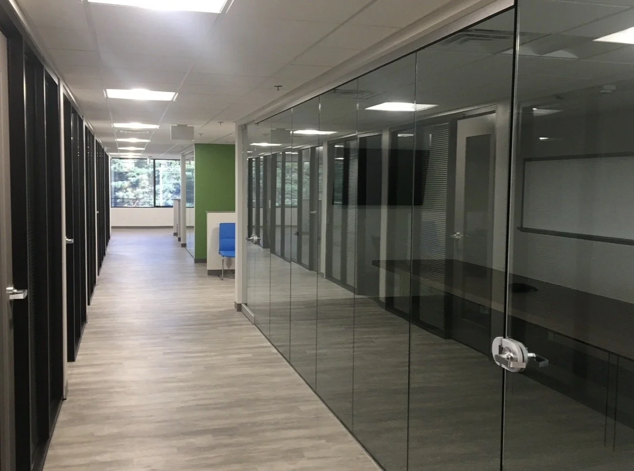 Heavy glass conference room in a commercial tenant finish