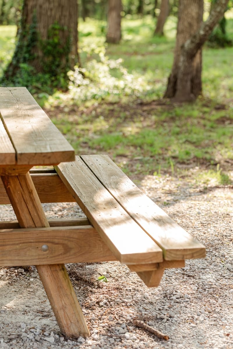 A picnic table at Dunnegan Park in Bolivar.
