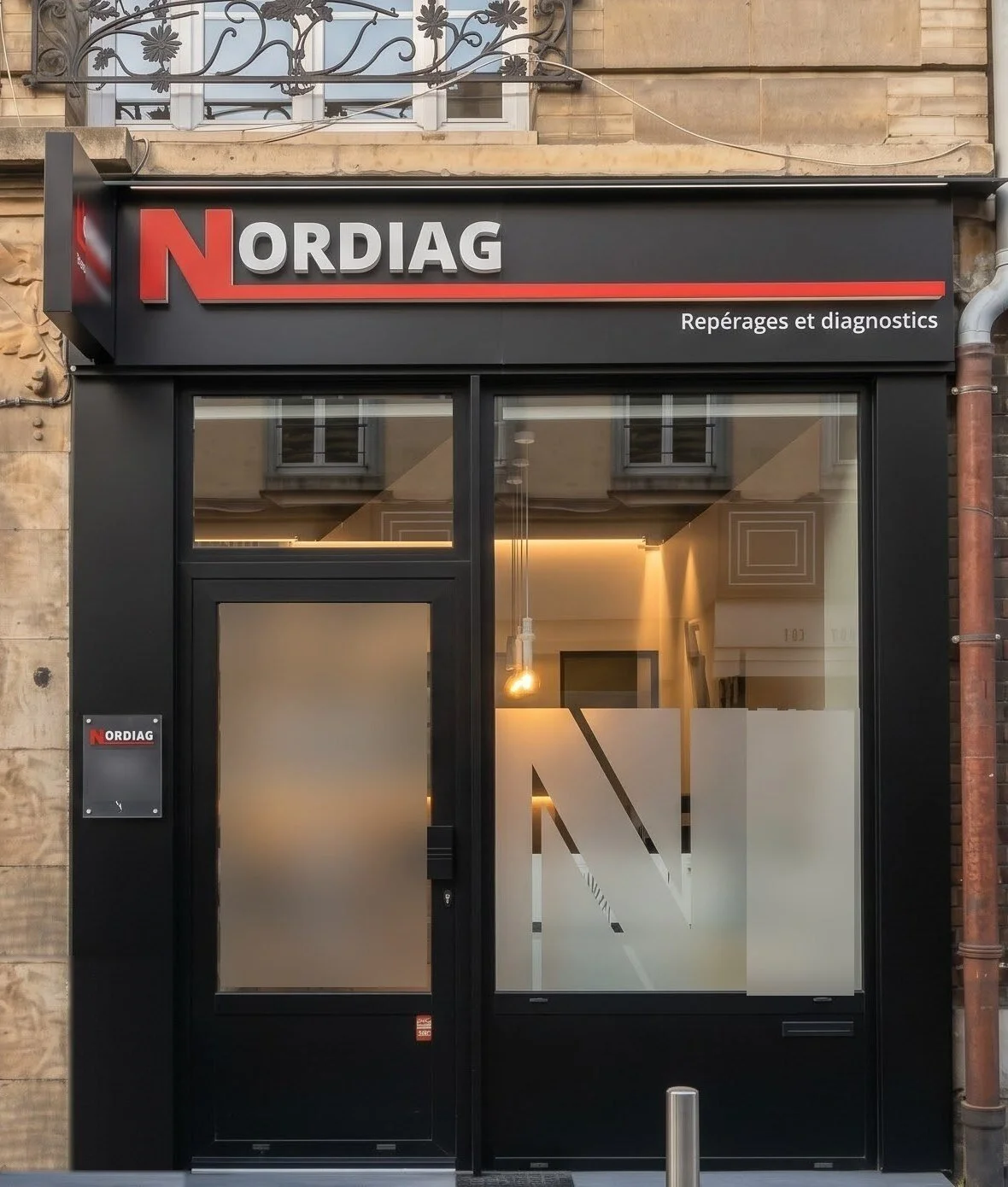 Façade de l’agence NORDIAG, repérages et diagnostics, 69 rue Verte à Rouen