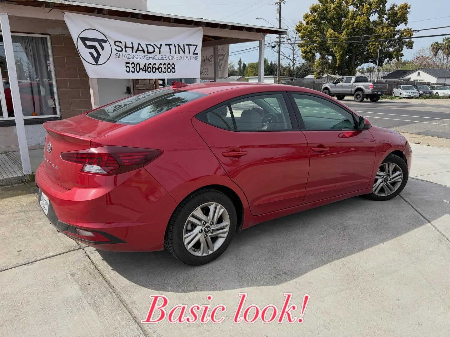 Red Hyundai Elantra before window tint, Shady Tintz, Yuba City