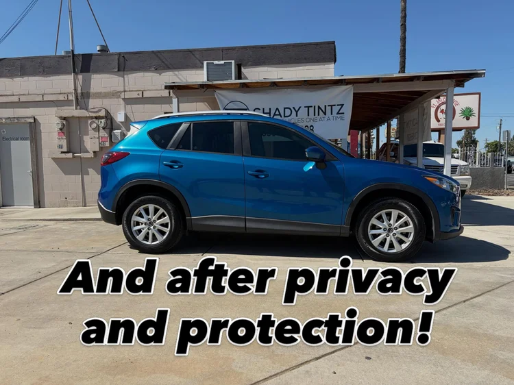 Blue Mazda CX-5 after window tint, Shady Tintz, Yuba City