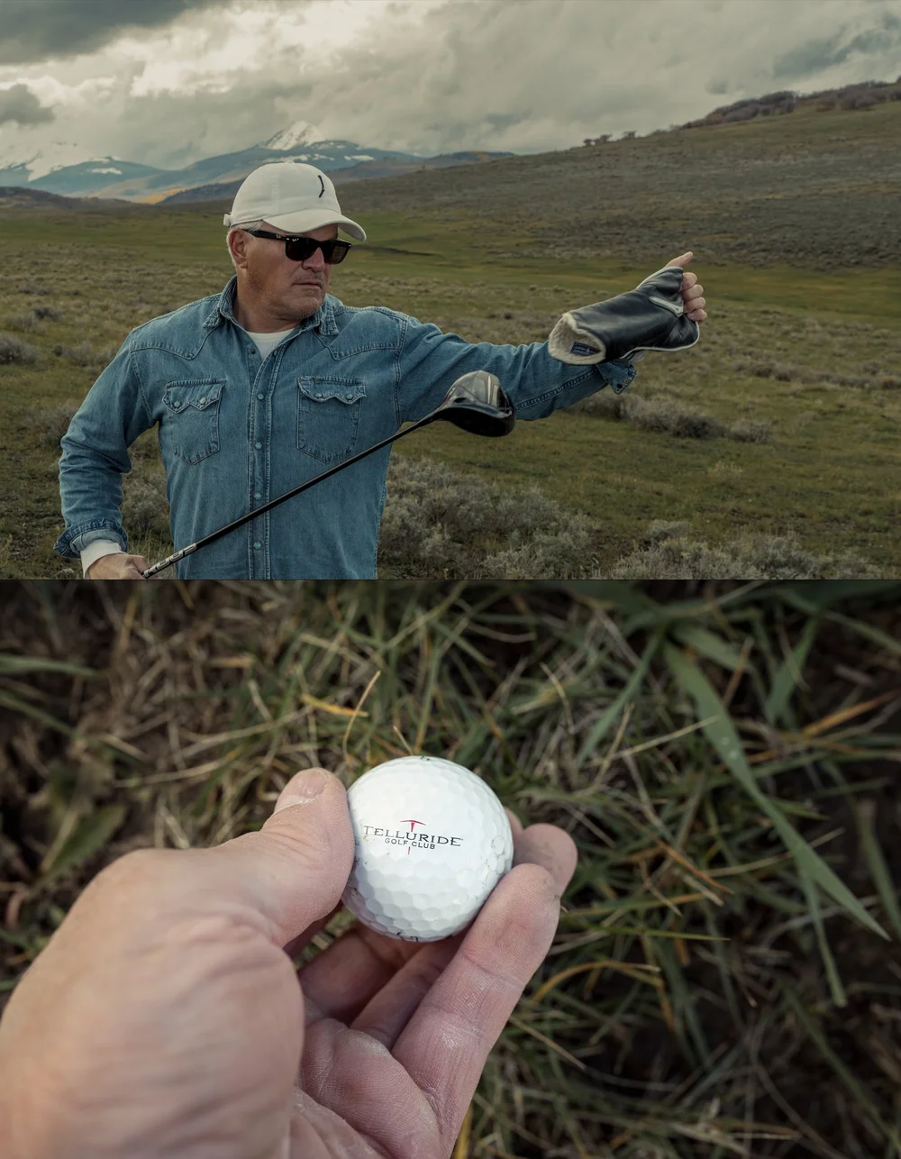 Preparation: removing the driver headcover, paired with a ball held in the hand.