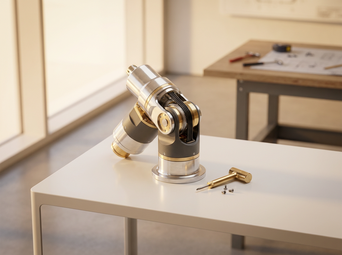 Close view of an industrial robotic joint