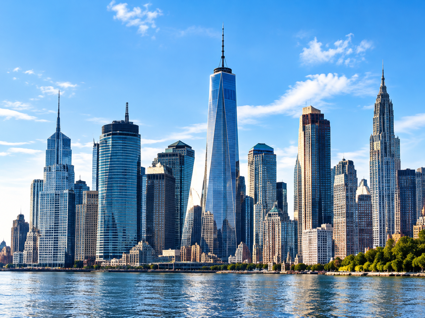 Manhattan city streets and skyline