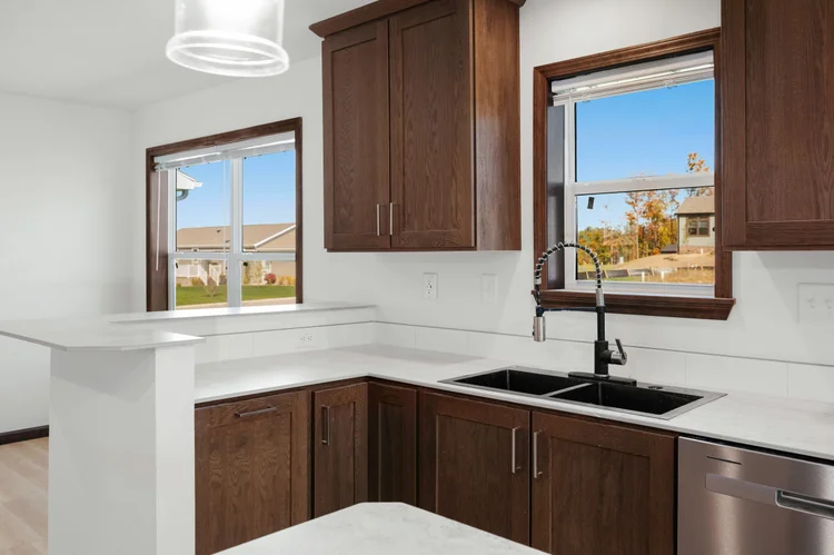 Kitchen sink under the window