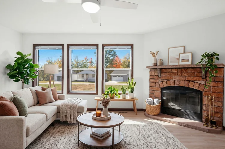 Living room, virtually staged