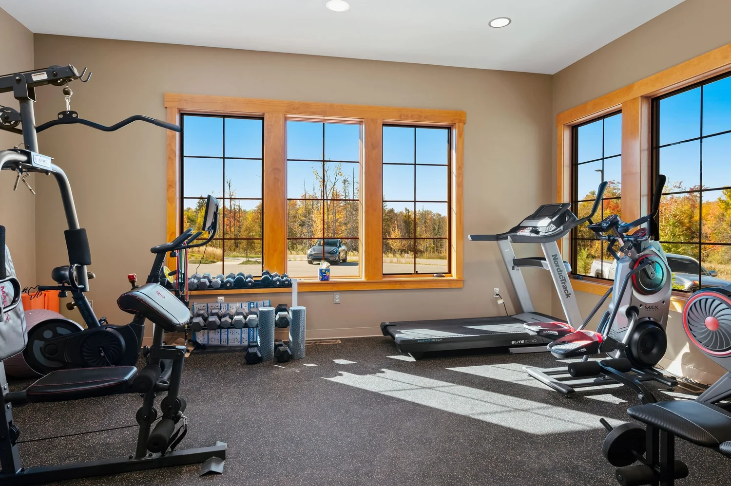 Fitness room with treadmills and bikes at the Alta Vista Lodge