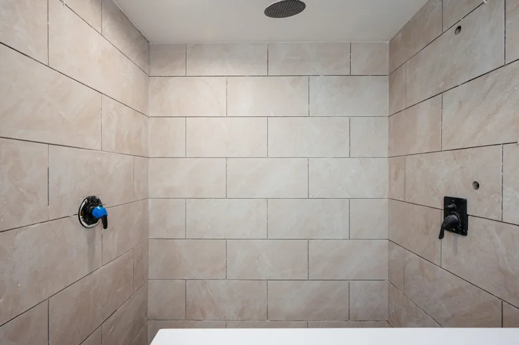 Tiled walk-in shower