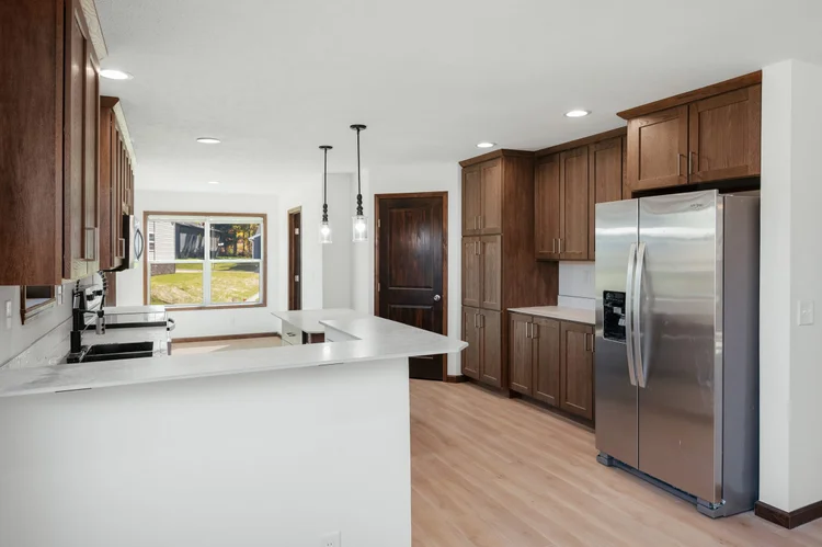 Kitchen with stainless steel appliances