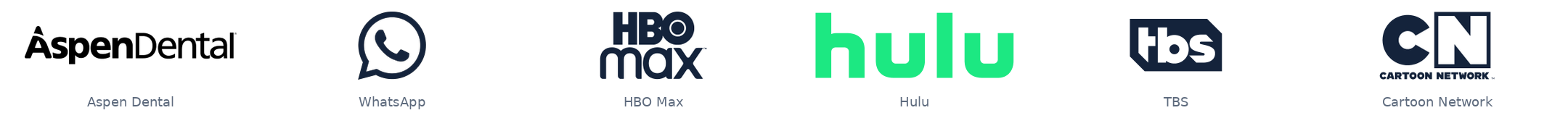 Aspen Dental, WhatsApp, HBO Max, Hulu, TBS, Cartoon Network