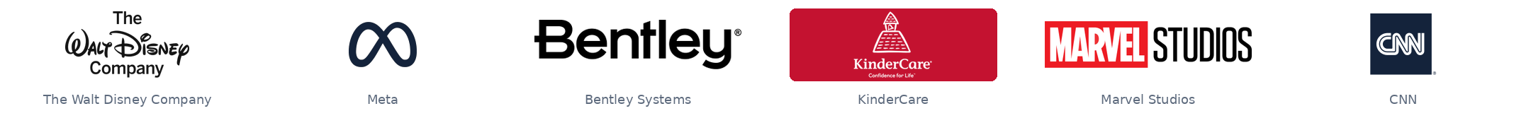 The Walt Disney Company, Meta, Bentley Systems, KinderCare, Marvel Studios, CNN