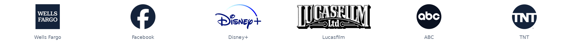 Wells Fargo, Facebook, Disney+, Lucasfilm, ABC, TNT