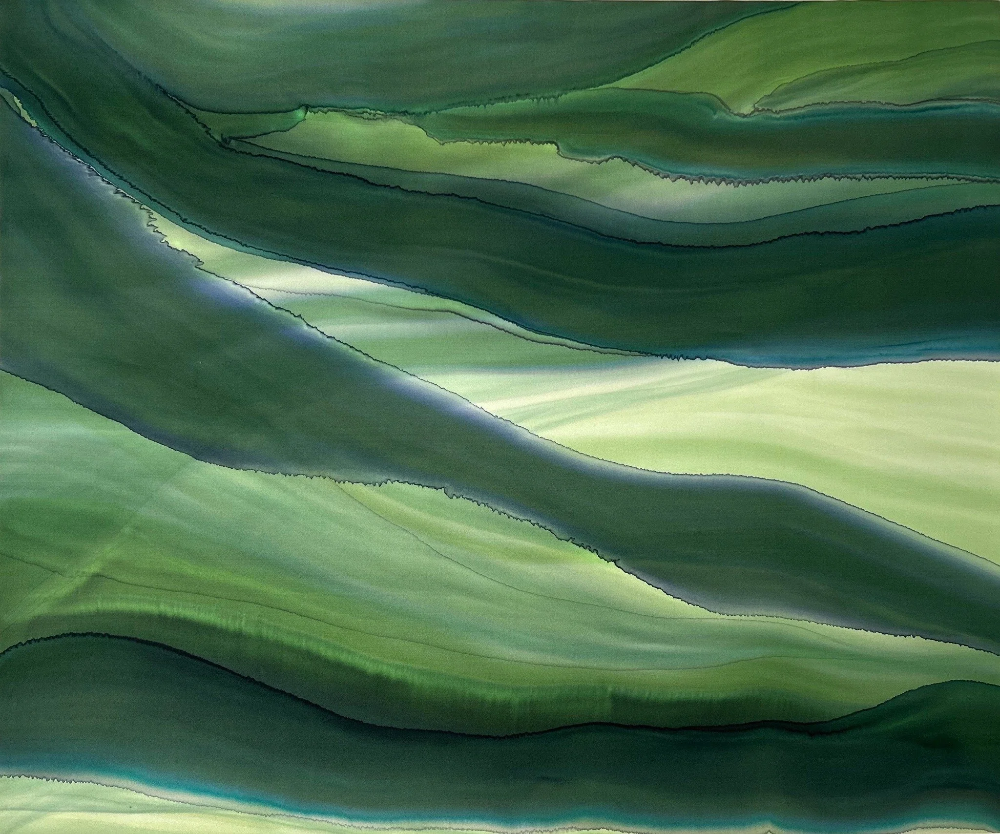 Wash Over Me, silk painting by Lisa Rodarte