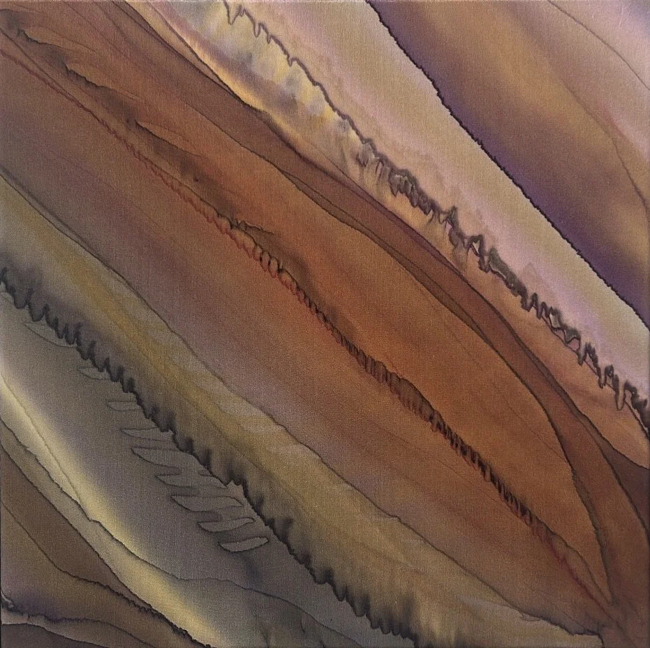 Grounded Heart, silk painting by Lisa Rodarte