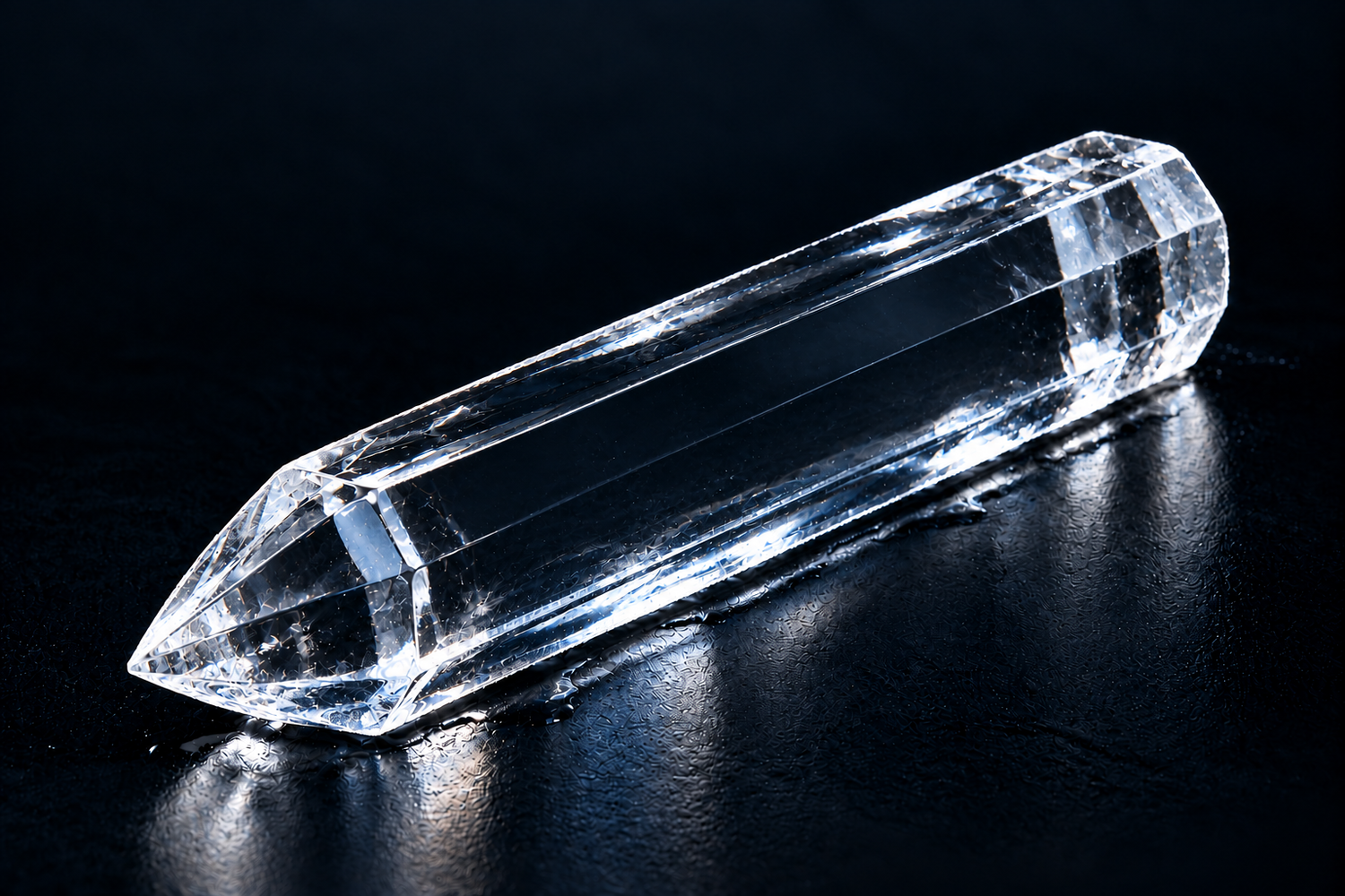 Original pointed faceted clear ice spear