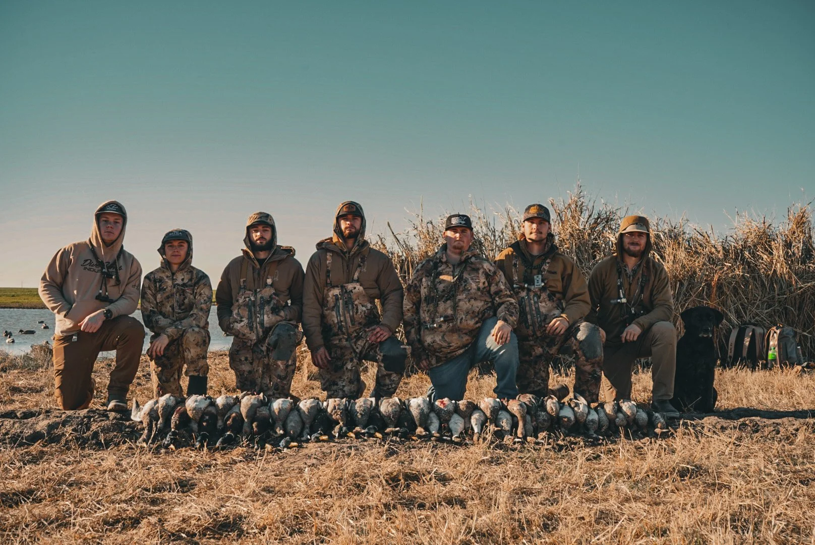Hunting group with geese at Beaver County Outfitters