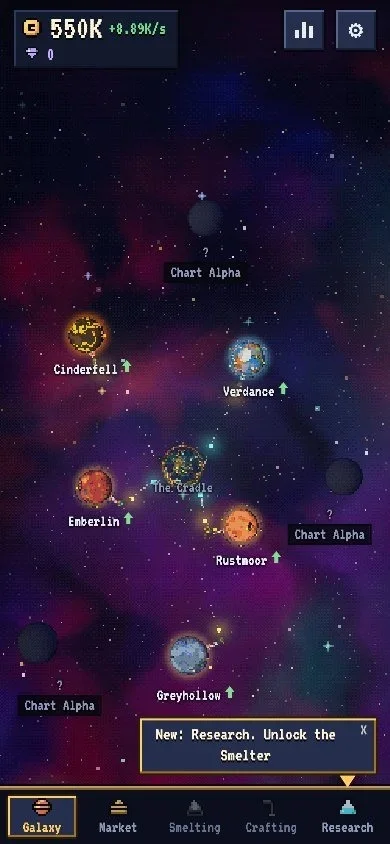 Stellar Syndicate development screenshot showing the galaxy map