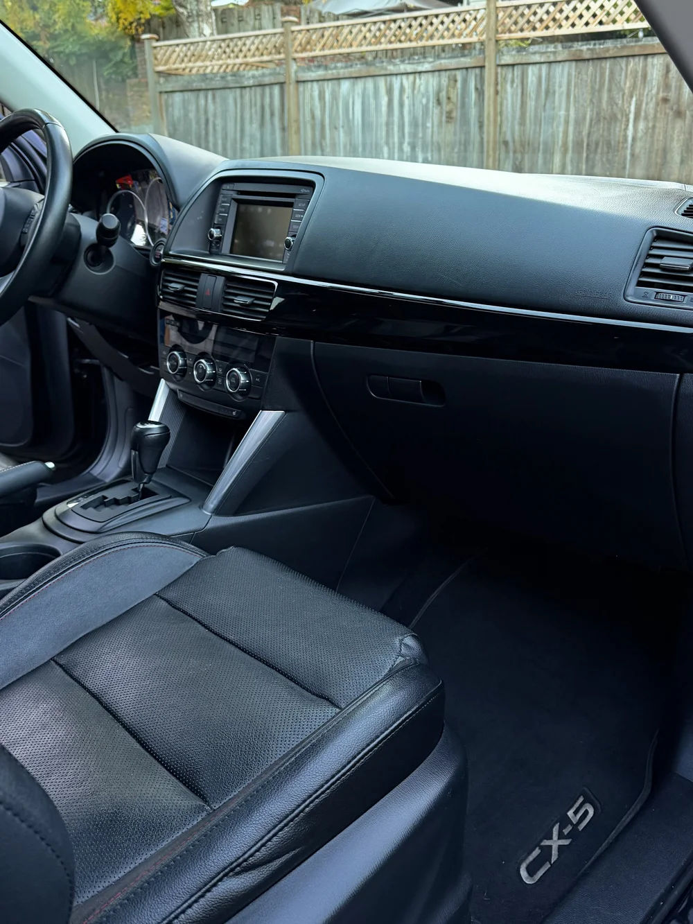 Clean front passenger area after interior detailing