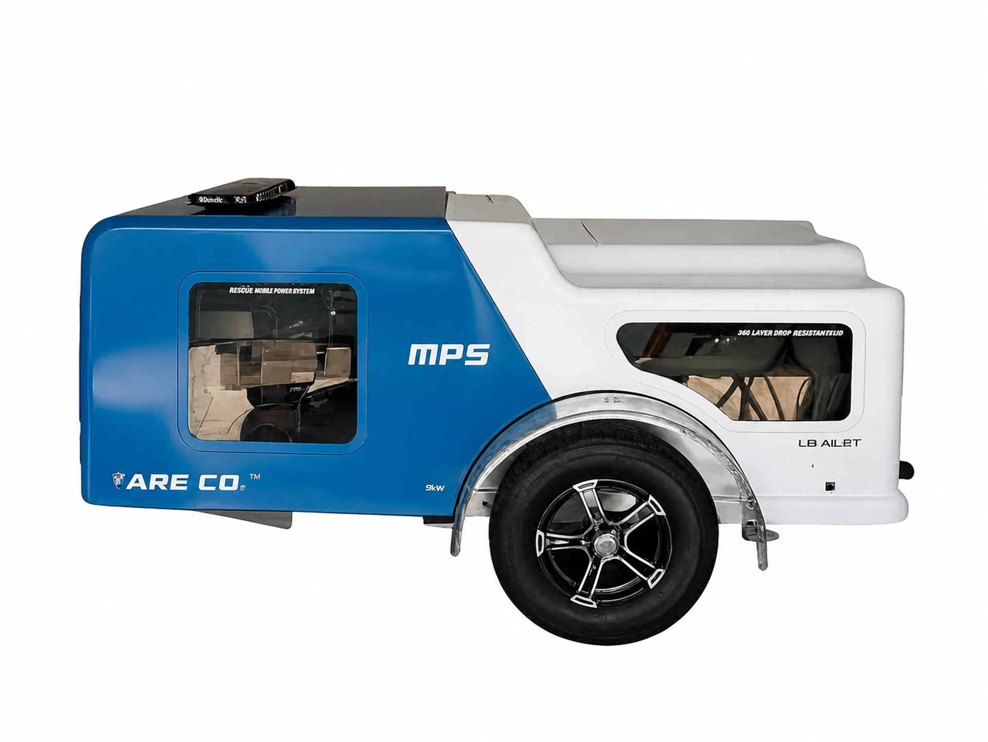RESCUE MPS blue and white mobile power-system prototype