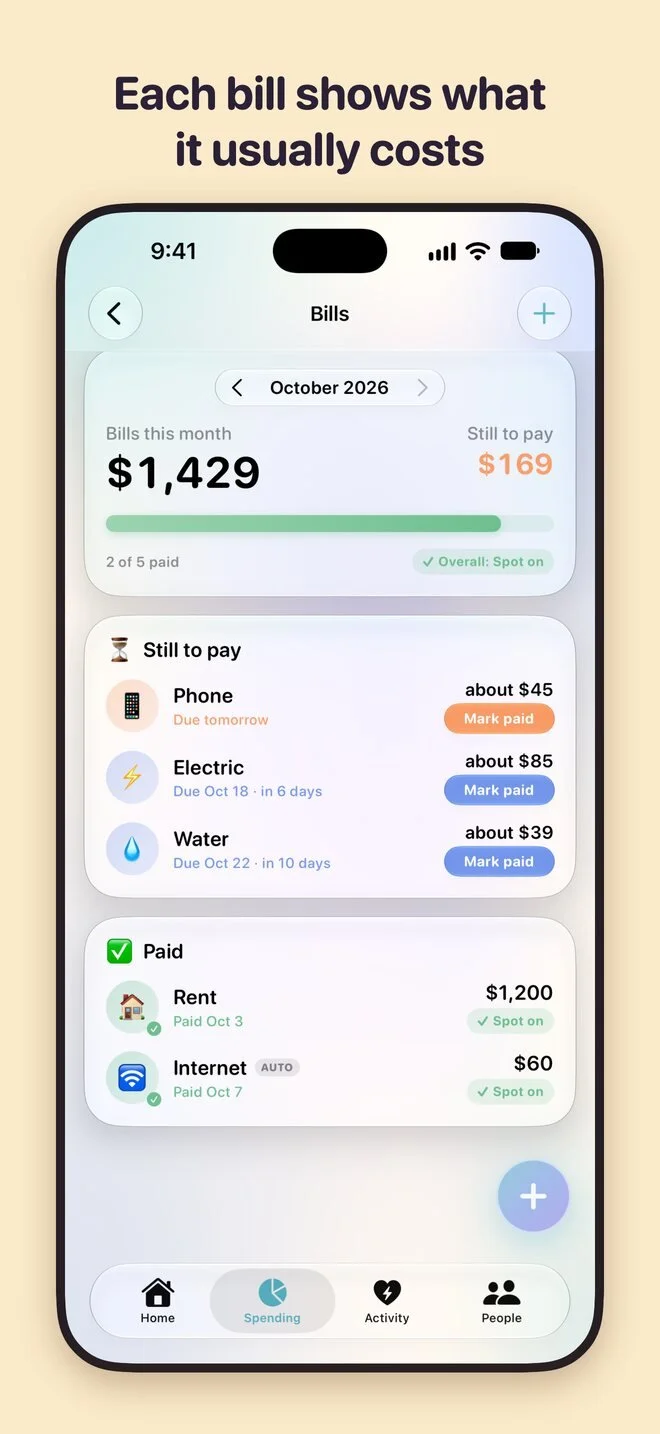 Bills: what's coming up and what's paid